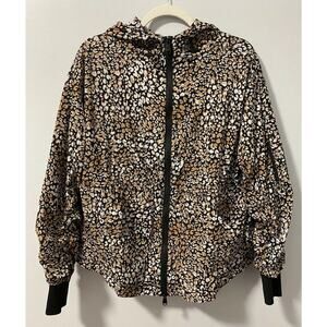 Free People FP Movement Printed Run Wild Jacket in Leopard S Leopard Animal EUC